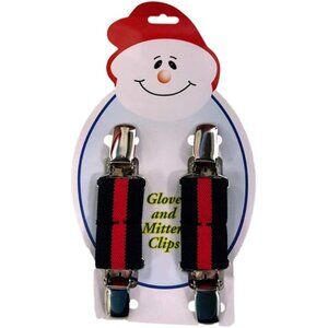 Children's Clip-on Glove and Mitten Keepers (One Set of Clips)  -Red/Navy